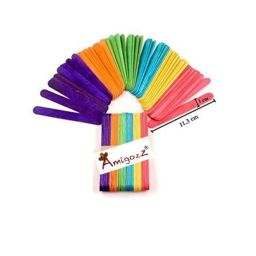 Colored Wooden Ice Cream Sticks for DIY Hobby Crafts, Scrapbooking, Project Work : 100 Pcs Pack image 4
