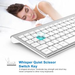 cimetech Wireless Keyboard, 2.4G USB Ultra-Thin Ergonomic Keyboard, Plug and Play Compact Full Size Keyboard with Windows, Mac, Laptop, PC, Desktop - Silver image 2
