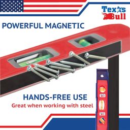 Texas Bull Magnetic Leveler 9-Inch with spirit leveler – Durable, Accurate, and Compact Leveling Tool for Precision Work. Blue & Red | TX-PTL9 image 4