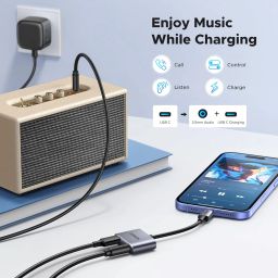 UGREEN USB C to 3.5mm Headphone and Charger Adapter 2 in 1 Type C to Aux Audio Jack with PD 3.0 60W Fast Charging Dongle Compatible with S23 Ultra/S23/S22/S21 Note20/10 Pixel 5/4 iPad Pro Air image 1