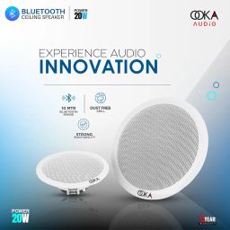 OOKA AUDiO Twins 707 Bluetooth Ceiling Speaker | 6" Full Range Flush Mount 20W RMS 100V | Wireless Bluetooth 5.0 Ceiling Speaker System for Home, Office, Cafe, Hotel, Set of 2 – White image 1