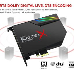 Creative Sound BlasterX AE-5 Plus SABRE32-class Hi-res 32-bit/384 kHz PCIe Gaming Sound Card and DAC with Dolby Digital and DTS, Xamp Discrete Headphone Bi-amp, Up to 122dB SNR, RGB Lighting System image 1