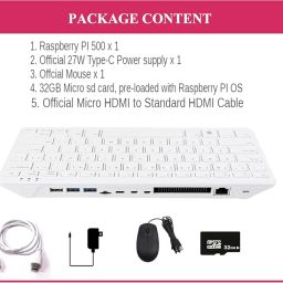 Tishvi Basic Kit, Compatible with Raspberry Pi 500 All-in-One Keyboard Computer Kit| with Official Mouse and Power Adapter (AnyColor) (Raspberry PI 500 KIT) image 1