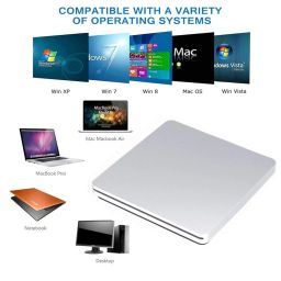 Aouan External CD DVD Drive USB C CD DVD Burner/Writer Slim Portable Slot in CD DVD Reader for MacBook Pro/PC/Air/Mac/Laptop/Windows7/ Windows8 /Windows10 (Sliver) image 4