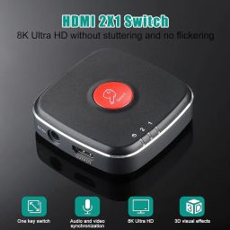 Bi Directional HD Multimedia Interface Splitter, Stable Plug and Play 8K HD Multimedia Interface Switcher Low Latency High Resolution for Monitors for TVs (EU Plug) image 3