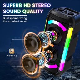 JYX Karaoke Machine with 2 UHF Wireless Microphones,Portable Microphone Speaker Set Bluetooth 5.0 Rechargeable PA System with TWS,FM, REC image 1