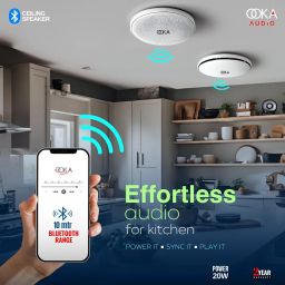 OOKA AUDiO Twins 707 Bluetooth Ceiling Speaker | 6" Full Range Flush Mount 20W RMS 100V | Wireless Bluetooth 5.0 Ceiling Speaker System for Home, Office, Cafe, Hotel, Set of 2 – White image 4