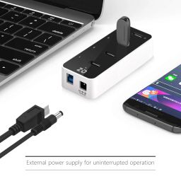[12V 2A 24W Power, Industrial Grade] QZ Active Powered USB Hub, 4 Port USB Hub with 12V 2A 24W Power Adapter, USB 3.1 Gen 1 1 image 3