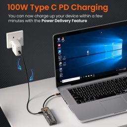 Portronics MPort View Two 6-in-1 USB Type-C Hub,100 W Type-C PD&Data, USB 3.0 SuperSpeed, USB 2.0,SD and Micro SD, 4K HDMI,Transparent Case for Laptop, PC & More(Black) image 3