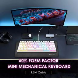 Ant Esports MK1200 Mini 60% Wired Mechanical Gaming Keyboard – Red Switch, Rainbow Backlit, 61 Keys, Anti-Ghosting, USB, Compact TKL – Compatible with Windows, macOS, PS5, Xbox, Laptop & PC (White) image 4