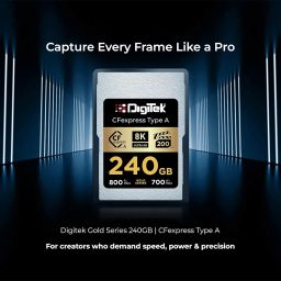 Digitek (DCFA 240GB Gold Series) CFexpress Type A Memory Card – 800MB/s Read, 700MB/s Write, 8K Ultra HD Support, Nytro Boost, Perfect Frame, 5-Year Warranty, for High Speed 8K Videography image 1