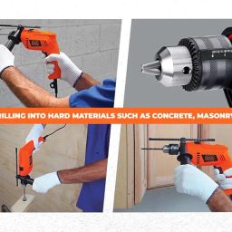 BLACK+DECKER KR554RE 550W 13mm Corded Variable Speed Reversible Hammer Drill Machine with Lock-On & 4 Drill Bits, For Home & DIY Use for Masonry, Steel & Wood, 1 Year Warranty, ORANGE & BLACK image 5