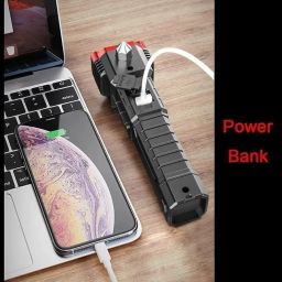 BEYOND BASIC Torch Light,Led 3W Torch Light Rechargeable Torch Flashlight,Long Distance Beam Range Car Rescue Torch with Hammer Window Glass and Seat Belt Cutter Built image 1