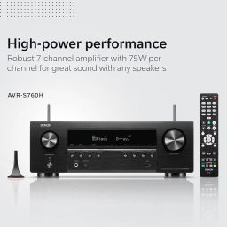 Denon AVR-S760H 7.2 Ch AVR - 75 W/Ch (2021 Model), Advanced 8K Upscaling, Dolby Atmos Height Virtualization, DTS Virtual:X & More, Wireless Streaming, Built-in HEOS, Amazon Alexa Voice Control image 2