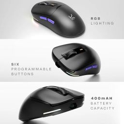 Kreo Pegasus 58 GMS Ultra Lightweight Wireless Gaming Mouse, Top PixArt Sensor, 6 Programmable Buttons, Bluetooth, 2.4GHz Connectivity Gaming Mouse, DPI Upto 26000, Software Included (Pegasus- Black) image 4