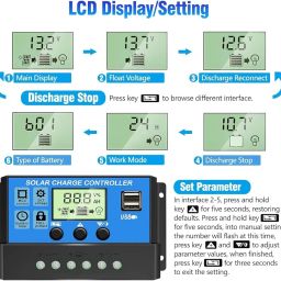 IDUINO 30A Solar Charge Controller, 12V/ 24V Solar Panel Regulator with Adjustable LCD Display Dual USB Port Timer Setting PWM Auto Parameter image 2