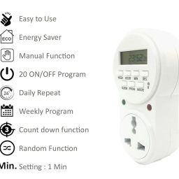 24x7 Power Saving Automatic Smart Digital Programmable Timer Smart Socket/Switch with Smart Socket Plug with 20 ON/Off Setting White Color image 5