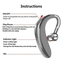 GROFL S109 Bluetooth Headset Wireless Headphone Stereo Earhook Support Handsfree Call Music Playback NFC Battery Display Compatible for Android. Brand: G S Goldstein Star image 4
