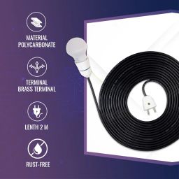 Ocko Bulb Holder with 0.5 MM Extension Cable with Flexible Wire & 2-Pin Plug for Multipurpose use (2 Meter) image 3