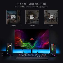 Redragon GS520 Anvil RGB Desktop Speakers, 2.0 Channel PC Computer Stereo Speaker with 6 Colorful LED Modes, Enhanced Sound and Easy-Access Volume Control, USB Powered w/ 3.5mm Cable image 5