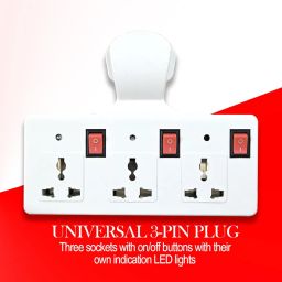 Multi Plug Point 3+3 Universal Socket Adaptor with Led Indicator & Individual Switches (Cordless) image 4