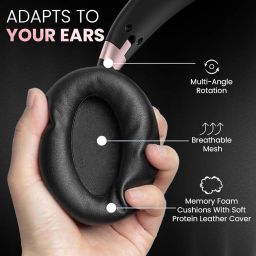 Portronics Muffs M3 Over Ear Headphones with ANC Enabled, Upto 40 Hours Playtime, in-Built Mic, 40mm Driver, Powerful Bass, Soft Ear Cushion, BT 5.3V, AUX in, Foldable Design, Type C Fast Charging image 5