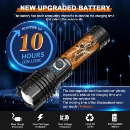 Shadowhawk Torch Lights Rechargeable Torchlight, Led Torch 10000 Lumens XHM77.2 Flash Light with COB Keychain Light, Bright Waterproof Charging Torch Light High Power Flashlight for Trekking Emergency image 4