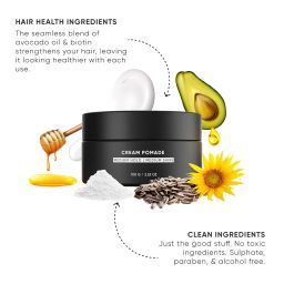 Dasher Cream Pomade For Men's Hair, Medium Hold & Medium Shine Puck, Flexible Hold & Water-Based, Texturizes Hair, With Avocado Oil & Biotin (100g) image 2