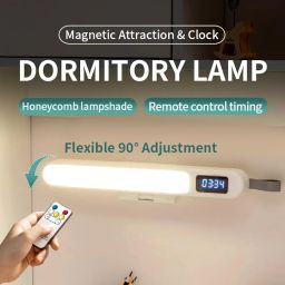 Dravina LED Desk Lamp with Digital Clock, 3 Colour Changing Rechargeable Study Table Lamp with Magnetic Attachment & Leather Strap for Hanging| Ideal for Home & Office (Remote Control Feature) White image 1