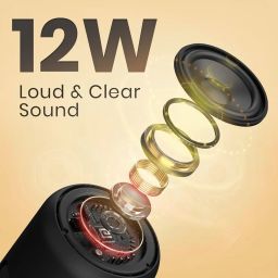 Portronics SoundDrum 1 12W TWS Portable Bluetooth Speaker with Powerful Bass, Bluetooth 5.3V, 360° Surround Sound, USB Drive in, Type C Fast Charging(Black) image 2