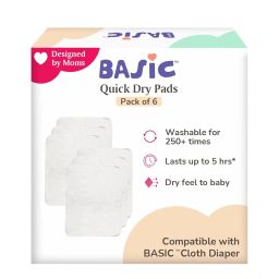 superbottoms BASIC Pads combo for Babies (Dry feel pad (Pack of 6)) | Insets for cloth diapers for Babies| Soakers for pocket diapers | Prefold style - Quick drying, 1 count image 1
