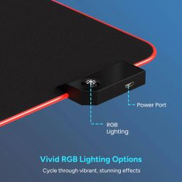 Portronics Comfipad Glow Gaming Mouse Pad with RGB Lights Modes, Large Size, Non-Slip Base, Stitched Edges, High-Precision Smooth Surface, Keyboard and Mousepad Desk Mat for Gamers & Office (Black) image 2