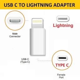 USB-C Female to Lightning 30W Cable Adapter, Type-C to 8 Pin Male PD Fast Charging Converter Data Sync Connector for iPhone 13 12 11 X Xs Airpods iOS Device (Lightning to Type-C) image 1
