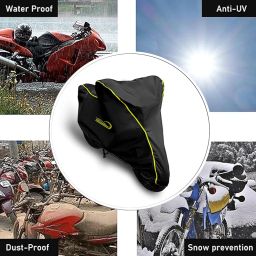 AUTOCOZEN Waterproof Scooty Cover Compatible with Honda Activa 125 Cover with All Weather Protection and Triple Stitch, Heavy Buckle with Storage Bage & Black with Yellow Piping image 1