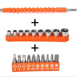 AASONS Flexible Drill Bit Extension Kit, Flexible Soft Shaft Extension Screwdriver Bits & Sockets Universal Nut Electric Drill Bit Power Hand Repair DIY Tools Accessories (21 Pieces Set), Black image 1