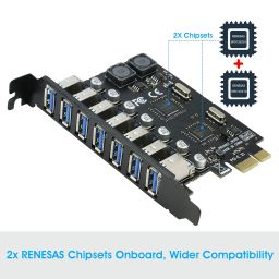 USB 3.0 PCI-e Expansion Card 7Port, RIITOP PCI-e x1 to USB 3.0 HUB Adapter 5Gbps (No Power Need) image 3