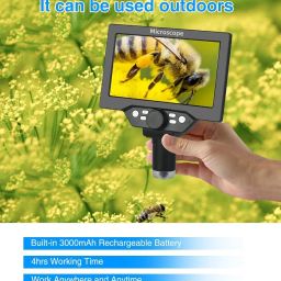7 inch LCD Digital Microscope with 32G TF Card,12MP 1200X Magnification 1080P USB Microscope Camera with Remote Control,PC View,Fill Lights Microscope for Coin/Plant/Rock/Circuit Board image 4