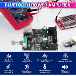 Mini 100W+100W Bluetooth 5.0 Amplifier Board – Dual Channel, Stepless Tuning, AUX Input/Output, DC 5-26V DIY Speakers image 1