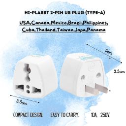 hi plasst pins n plugs Hi-PLASST Travel Adapters US UK EU Universal Socket Converter Plug Adapter (US/Canada Plug-Type A, 1) image 4