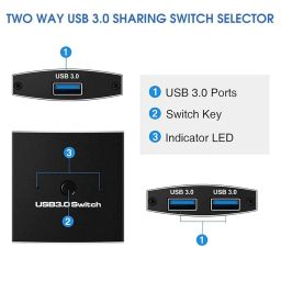 XIKKART USB 3.0 Switch Selector, Bi-Directional 2 in 1 Out / 1 in 2 Out, YINNCEEN Switcher Adapter for Keyboard Mouse Scanner Printer, KVM Compatible image 1