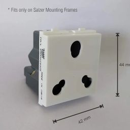 3 Pin Modular Socket | 6- and 16-Amps Combination, 240 Volts AC Power Socket for Home/Office | UL94 Material with UV stabilized Polycarbonate | White (Pack of 2) image 1