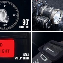 Headlamp Torch, High Lumen USB Rechargeable 4 Modes Headlight With Keychain LED Light, Adjustable IPX4 Waterproof Headlamp Flashlight for Adults, Hiking, Running, Camping (3 Led Head + Torch) image 4