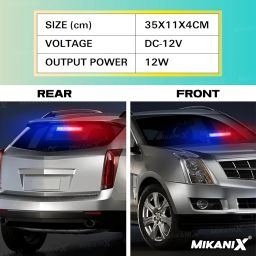 MIKANIX Universal Waterproof 12 LED Red | Blue & White Police PCR Light With 11 Modes of Flashing | Strobe Flasher | Emergency Warning Lamp for All Cars image 4
