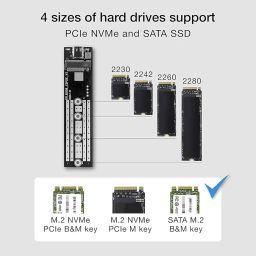 SaiRetail.Com EZCast M.2 NVME SSD Enclosure Adapter, USB C 3.1 Gen 2 (10 Gbps) to NVME PCI-E M-Key Solid State Drive External Enclosure for NVMe PCIe 2230/2242/2260/2280 image 2