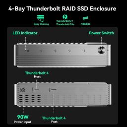 ACASIS 40Gbps 4 Bay RAID Thunderbolt 4/3 M.2 NVMe SSD Enclosure with Certified Chipset, Built-in Cooling Fan for MacBook/Mac Mini, Up to 4 * 8TB image 2