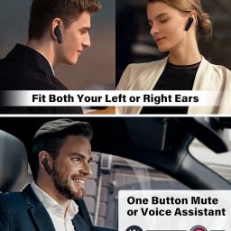 ADADPU Bluetooth Headset - V5.0 Wireless Handsfree Earpiece Built-in Dual Mic Noise Cancelling, 10 Days Standby 16Hrs HD Talktime Ultralight Headset for iPhone Android Samsung Laptop(Black) image 2