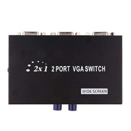 2 Port Manual VGA Splitter for two PC to share one monitor and speaker system VGA Switch 2 in 1 Out Press Button ‎Projector, Gaming Console, Monitor, Television (Black) image 4
