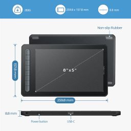 XPPen Deco M Drawing Tablet with X3 chip Stylus 8 Shortcut Keys, 8192 Levels of Pressure Sensitivity, X3 Elite Stylus and Fully-Laminated Display- Black image 2