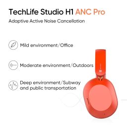realme TechLife Studio H1 Over The Ear Headphone with 70Hours Playtime 360° Spatial Audio, 40mm Drivers, 80ms Superlow Latency, 43 dB Adaptive ANC-Red image 4