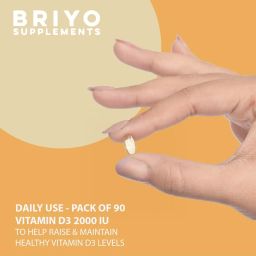 Briyo Vitamin D3 2000 IU - 90 Softgels - For Bone Health, Muscle Function and Immune Support Healthy Bone Function Strong Muscles Boost Immune System for Men/Women image 3